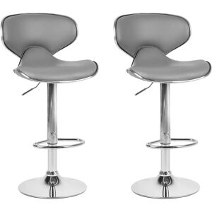 Beliani CONWAY Grey Faux Leather Swivel Bar Stool - Bar Stool Beliani CONWAY Grey Faux Leather Swivel Bar Stool - Bar Stool
