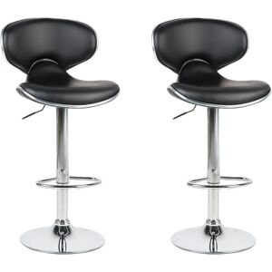 Beliani Set of 2 Black Faux Leather Swivel Bar Stools - Bar Stools Beliani Set of 2 Black Faux Leather Swivel Bar Stools - Bar Stools