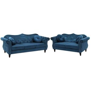 Beliani Living Room Set Navy Blue Velvet - Living Room Set Beliani Living Room Set Navy Blue Velvet - Living Room Set