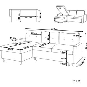 Beliani Corner Sofa Bed Flakk - Light Grey, 4 Seater, Storage, Modern Beliani Corner Sofa Bed Flakk - Light Grey, 4 Seater, Storage, Modern
