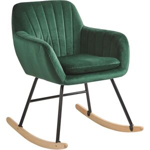 Beliani - Emerald Green Velvet Rocking Chair - Modern Furniture Beliani - Emerald Green Velvet Rocking Chair - Modern Furniture