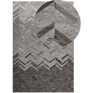 Beliani Leather Area Rug - Grey - 140x200 cm - Area Rug Beliani Leather Area Rug - Grey - 140x200 cm - Area Rug