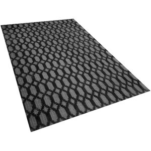 Beliani Grey Viscose Rug 140 x 200 cm Geometric Pattern Hand Woven Flatweave - Rug Beliani Grey Viscose Rug 140 x 200 cm Geometric Pattern Hand Woven Flatweave - Rug