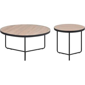 Beliani Set of 2 Coffee Tables Light Wood - Coffee Tables Beliani Set of 2 Coffee Tables Light Wood - Coffee Tables