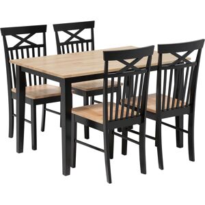 Beliani HOUSTON Dining Set - 4 Seater, Black & Light Wood Beliani HOUSTON Dining Set - 4 Seater, Black & Light Wood