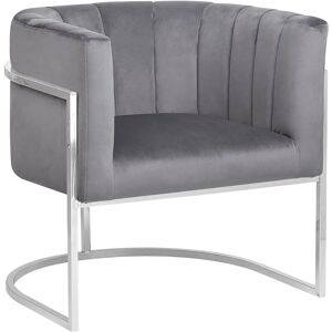 Beliani Harmaa samettituoli hopealla metallikehyksellä glam-tyyli Beliani Harmaa samettituoli hopealla metallikehyksellä glam-tyyli