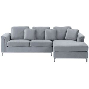 Beliani OSLO Grey Velvet Corner Sofa - Corner Sofa Beliani OSLO Grey Velvet Corner Sofa - Corner Sofa
