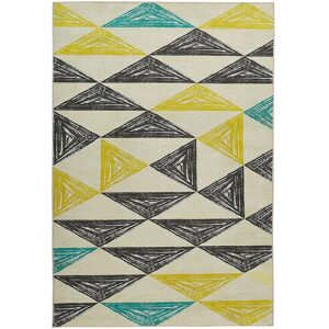 Beliani Grey Yellow Geometric Rug - Area Rug 140x200cm Beliani Grey Yellow Geometric Rug - Area Rug 140x200cm