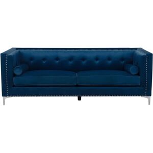 Beliani Velvet 3 Seater Sofa Navy Blue - Sofa Beliani Velvet 3 Seater Sofa Navy Blue - Sofa