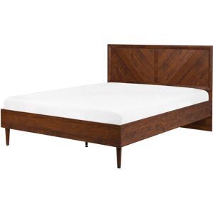 Beliani Dark Brown Particleboard Bed 140x200cm - Bed Beliani Dark Brown Particleboard Bed 140x200cm - Bed