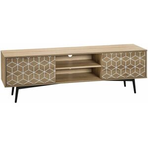 Beliani TV Stand Light Wood - 60ʺ TV - 2 Cabinets - Open Shelf - MDF Beliani TV Stand Light Wood - 60ʺ TV - 2 Cabinets - Open Shelf - MDF
