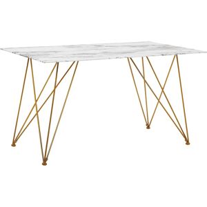 Beliani KENTON White Marble Effect Dining Table - Dining Table Beliani KENTON White Marble Effect Dining Table - Dining Table