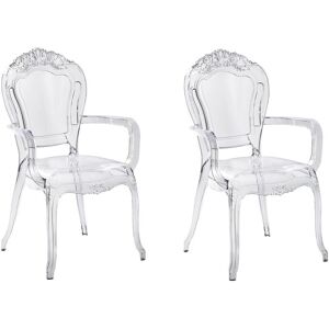 Beliani Set of 2 VERMONT Transparent Dining Chairs - Dining Chairs Beliani Set of 2 VERMONT Transparent Dining Chairs - Dining Chairs