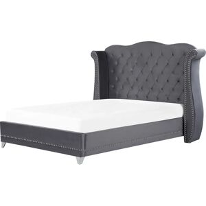 Letto Super King in Velluto Grigio Beliani - Letto Letto Super King in Velluto Grigio Beliani - Letto