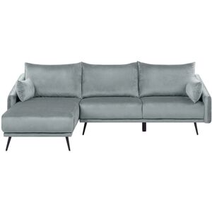 Beliani Corner Sofa Grey Velvet Right Hand - Corner Sofa Beliani Corner Sofa Grey Velvet Right Hand - Corner Sofa