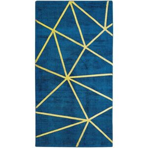 Beliani Blue Gold Geometric Pattern 80x150cm Viscose Rug - Area Rug Beliani Blue Gold Geometric Pattern 80x150cm Viscose Rug - Area Rug