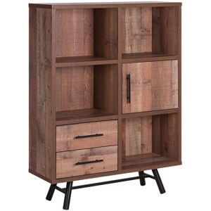 Beliani ATLANTA Light Wood Bookcase - 4 Shelves, 2 Drawers, 1 Cabinet Beliani ATLANTA Light Wood Bookcase - 4 Shelves, 2 Drawers, 1 Cabinet