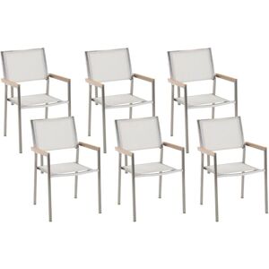 Beliani Garden Chairs GROSSETO Stackable Stainless Steel White - Garden Chairs Beliani Garden Chairs GROSSETO Stackable Stainless Steel White - Garden Chairs