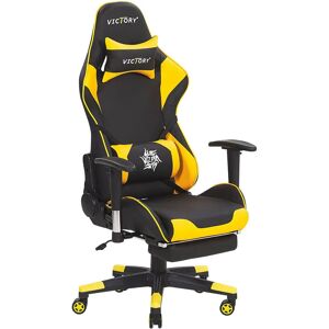Beliani Gaming Chair Black and Yellow Faux Leather Swivel - Gaming Chair Beliani Gaming Chair Black and Yellow Faux Leather Swivel - Gaming Chair