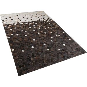 Beliani Cowhide Area Rug - Brown and Beige Hexagon Pattern Beliani Cowhide Area Rug - Brown and Beige Hexagon Pattern