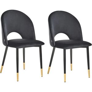 Beliani Set of 2 Velvet Dining Chairs - Black - Retro Glamour Beliani Set of 2 Velvet Dining Chairs - Black - Retro Glamour