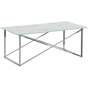 Beliani Silver Marble Effect Coffee Table - 100x50cm - Modern Minimalist Beliani Silver Marble Effect Coffee Table - 100x50cm - Modern Minimalist
