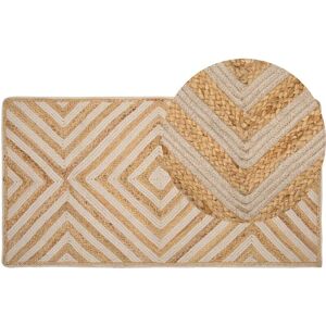 Beliani Cotton Beige Geometric Pattern Area Rug - 80 x 150 cm Beliani Cotton Beige Geometric Pattern Area Rug - 80 x 150 cm
