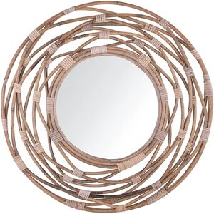 Beliani Wall Mirror Sand Beige Rattan 75cm - Wall Mirror Beliani Wall Mirror Sand Beige Rattan 75cm - Wall Mirror