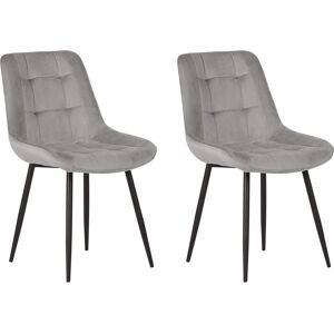 Beliani Set of 2 Grey Velvet Dining Chairs - Dining Chairs Beliani Set of 2 Grey Velvet Dining Chairs - Dining Chairs