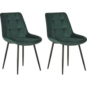 Beliani Dark Green Velvet Dining Chairs Set - Modern Upholstered Chairs Beliani Dark Green Velvet Dining Chairs Set - Modern Upholstered Chairs