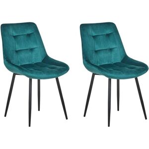 Beliani Set of 2 Dining Chairs Turquoise Velvet - Dining Chairs Beliani Set of 2 Dining Chairs Turquoise Velvet - Dining Chairs
