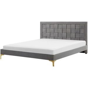 Beliani Bed Frame Grey Super King - Upholstered, Modern Design Beliani Bed Frame Grey Super King - Upholstered, Modern Design