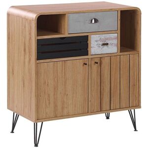 Beliani KYLE Light Wood 87cm Sideboard - Retro 2 Doors & 3 Drawers Beliani KYLE Light Wood 87cm Sideboard - Retro 2 Doors & 3 Drawers