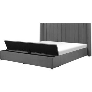 Beliani Super King Velvet Bed with Storage - High Headrest Beliani Super King Velvet Bed with Storage - High Headrest