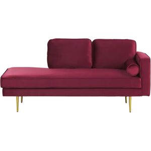 Beliani - Dark Red Velvet Chaise Lounge - Modern Design Beliani - Dark Red Velvet Chaise Lounge - Modern Design