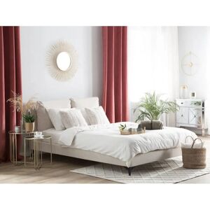 Beliani King Size Bed Beige Chenille Modern - Bed MELLE Beliani King Size Bed Beige Chenille Modern - Bed MELLE