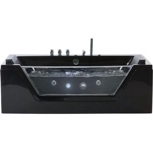 Beliani Black Acrylic Whirlpool Bath with LED - Bathtub Beliani Black Acrylic Whirlpool Bath with LED - Bathtub