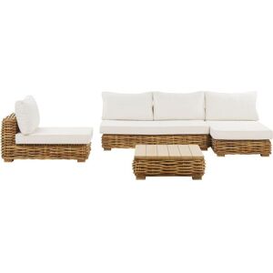 Beliani Garden Rattan Lounge Set Golden Brown - Garden Lounge Set Beliani Garden Rattan Lounge Set Golden Brown - Garden Lounge Set