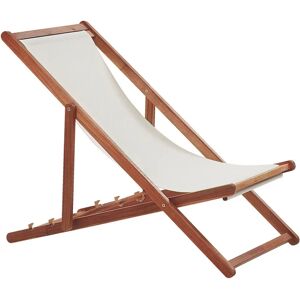Beliani Garden Deck Chair Off-White Fabric Seat - Sun Lounger Beliani Garden Deck Chair Off-White Fabric Seat - Sun Lounger