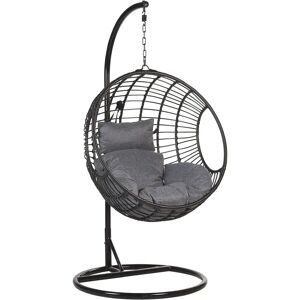 Beliani Hanging Chair Black ASPIO - Boho Style, Durable PE Rattan Beliani Hanging Chair Black ASPIO - Boho Style, Durable PE Rattan