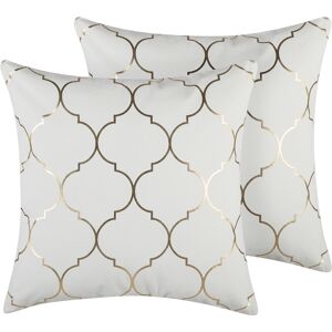 Beliani Cotton Cushions Set of 2 - 45x45cm Moroccan/Trellis White Beliani Cotton Cushions Set of 2 - 45x45cm Moroccan/Trellis White