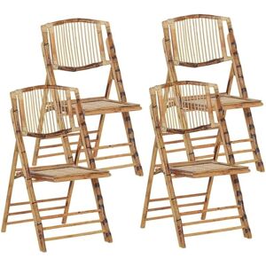 Beliani Set of 4 Light Wood Bamboo Dining Chairs - Dining Chairs Beliani Set of 4 Light Wood Bamboo Dining Chairs - Dining Chairs