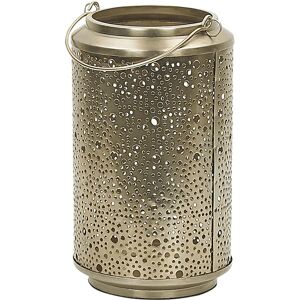 Beliani Metal Lantern Gold Iron with Holes - Lantern Beliani Metal Lantern Gold Iron with Holes - Lantern
