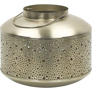 Beliani Metal Lantern Gold Iron with Holes - Candle Lantern Beliani Metal Lantern Gold Iron with Holes - Candle Lantern