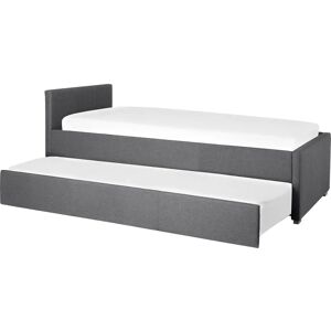 Beliani - MARMANDE Dark Grey Fabric Small Single Trundle Bed - Trundle Bed Beliani - MARMANDE Dark Grey Fabric Small Single Trundle Bed - Trundle Bed