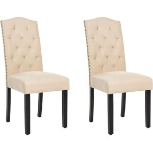 Beliani Beige Velvet Set of 2 Dining Chairs - Dining Chairs Beliani Beige Velvet Set of 2 Dining Chairs - Dining Chairs