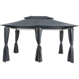 Beliani Gazebo - Steel Frame Dark Grey Curtains 300x400cm - Garden Product Beliani Gazebo - Steel Frame Dark Grey Curtains 300x400cm - Garden Product