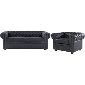 Ensemble de Canapés Chesterfield en Cuir Beliani - Mobilier de Salon - Publicité Ensemble de Canapés Chesterfield en Cuir Beliani - Mobilier de Salon - Publicité