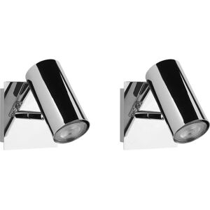 Beliani Wall Lamps Silver Metal Adjustable Glossy Spotlight Modern - Wall Lamps Beliani Wall Lamps Silver Metal Adjustable Glossy Spotlight Modern - Wall Lamps