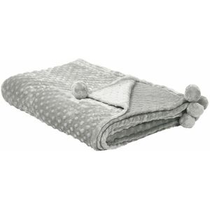 Beliani Light Grey Pom-Pom Blanket - Blanket Beliani Light Grey Pom-Pom Blanket - Blanket